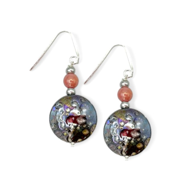 GAUDI' - Boucles d'oreilles avec perle ronde à effet DYCHROÏQUE en verre de Murano