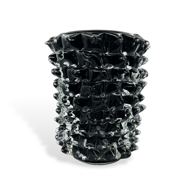 ROSTRATO – Luxuriöse SCHWARZE Vase aus massivem Glas – Muranoglas