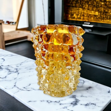 ROSTRATO - Luxueux vase AMBRE en verre Massiccio - Verre de Murano