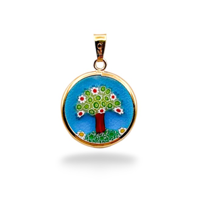 Murrina - ARBRE DE VIE - 18 mm - Argent - BLEU CIEL