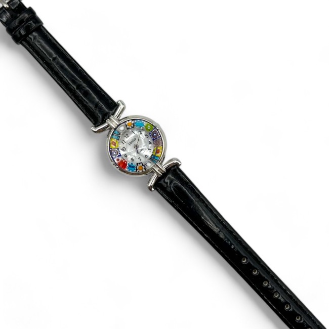 MISS - BLACK strap watch decorated with MURRINE