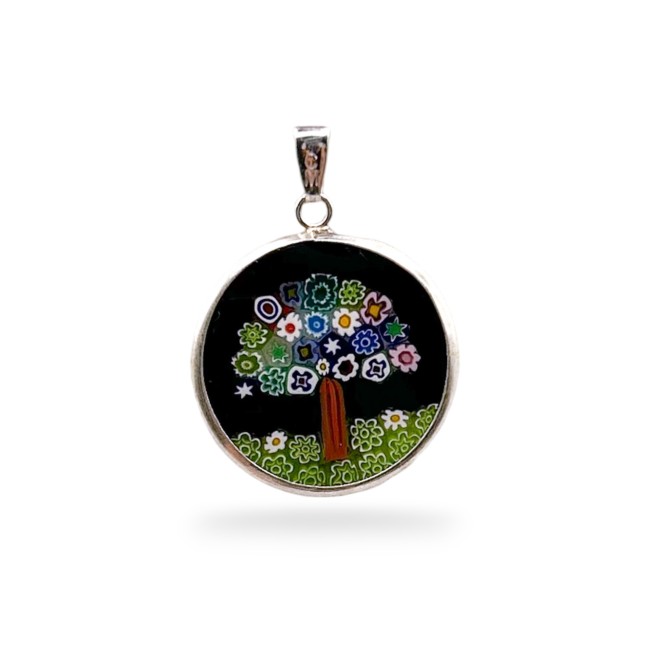 Murrina - ÁRBOL DE LA VIDA - 23 mm - Plata - NEGRO