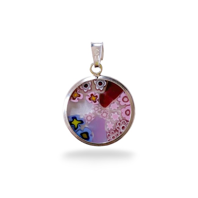 Murrina MOSAICO - Argento - Sfondo Rosa - 18 mm