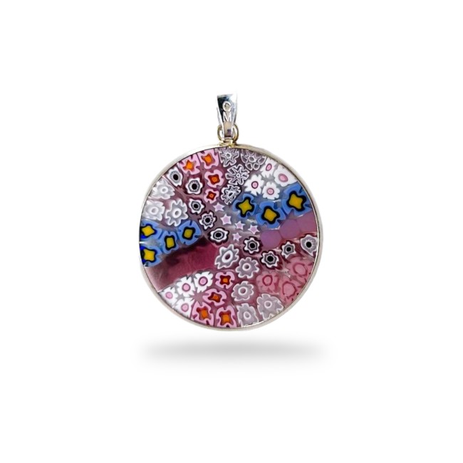 Pendentif Murrina MOSAIC - Rose - ARGENT - 26 mm