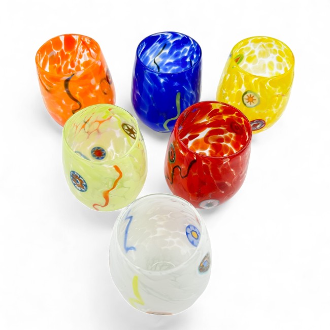 KREOS - Set mit 6 FARBIGEN Gläsern mit Murrine