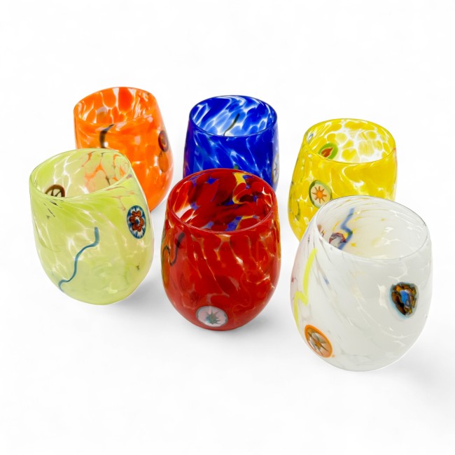 KREOS - Set de 6 vasos de COLORES con Murrine