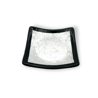 ISCHIA | Schwarze Untertasse mit Blattsilber | Anlässe | Murano-Store