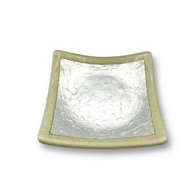 ISCHIA | Ivory saucer with silver leaf | Occasions | Murano-Store