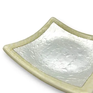 ISCHIA | Ivory saucer with silver leaf | Occasions | Murano-Store