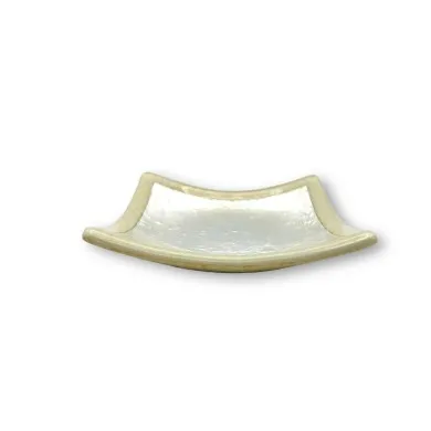 ISCHIA | Ivory saucer with silver leaf | Occasions | Murano-Store
