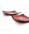 GEOX - Prato de centro de mesa vermelho com murrina em vidro fundido de Murano