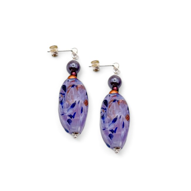 RIVERA - Long Purple and Blue Earrings with AVVENTURINE