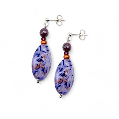 RIVERA | Pendientes púrpura y azul con aventurina | Murano-Store