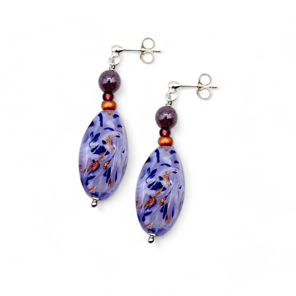 RIVERA | Lila und Blaue Ohrringe mit Adventurin | Murano-Store