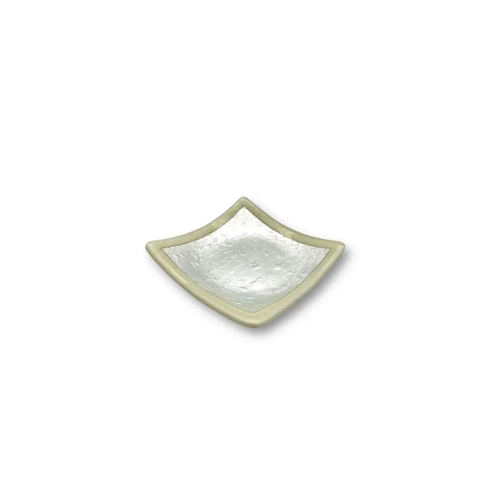 ISCHIA | Ivory saucer with silver leaf | Occasions | Murano-Store