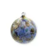 Boule de Noël bleue décorée en OR en verre de Murano