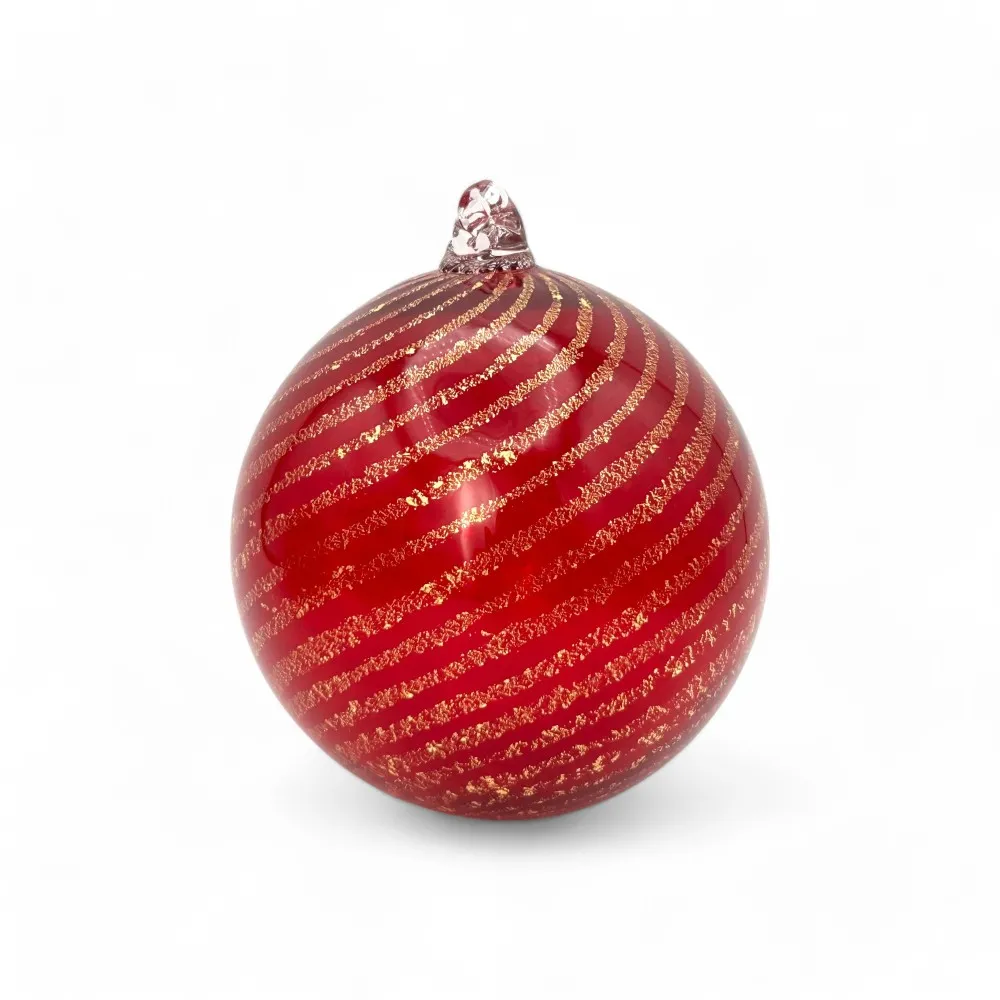 Bola de Natal em vidro soprado VERMELHO e DOURADO em vidro de Murano