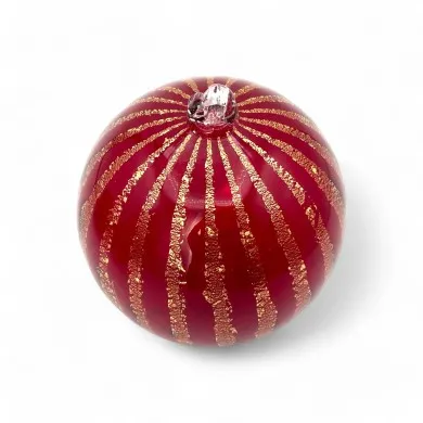 CALYSSA | Bolas de Natal elegantes | Vermelho com riscas douradas | Murano Store