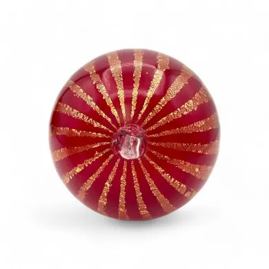 CALYSSA | Eleganti Palle di Natale |Rosse a Strisce Oro | Murano Store