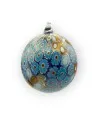 Christmas Ball - Light Blue and Amber 10 cm in GOLD in Murano Glass