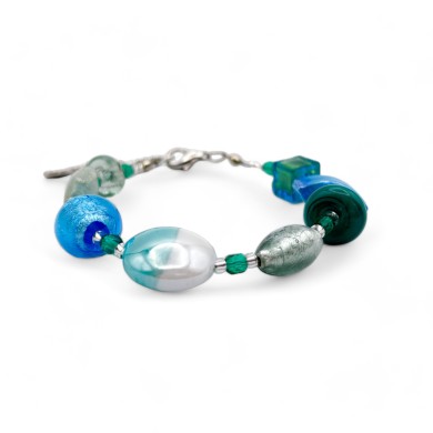 CAPRI - Bracelet BLEU VERT avec perles en verre Murano