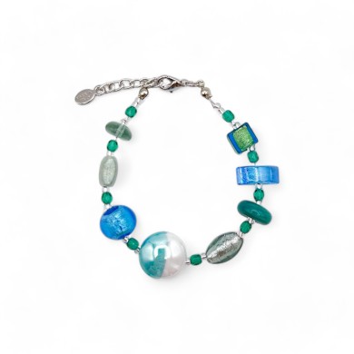 CAPRI - Pulsera AGUAMARINA con perlas de cristal de Murano