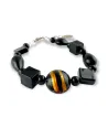 AFRICA - Bracelet with black Murano glass pearls decorated with aventurine