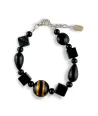 AFRICA - Bracelet with black Murano glass pearls decorated with aventurine