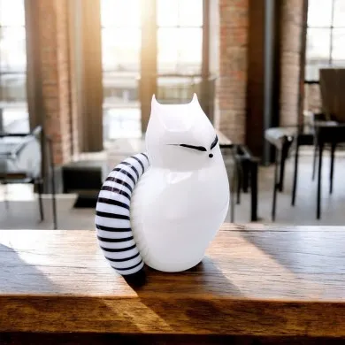 DAIKI | Gato branco | Esculturas em vidro de Murano | Murano Store