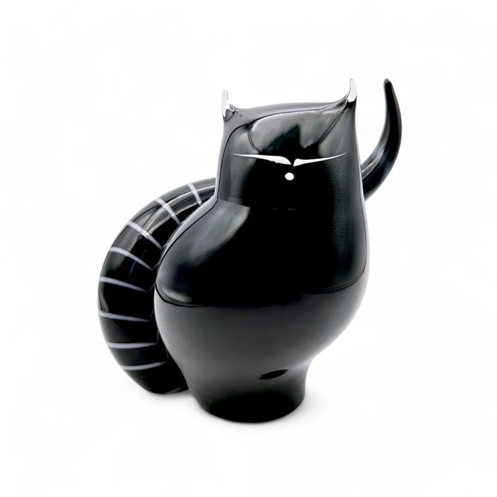DAIKI - Stilisierte schwarze Katze aus Muranoglas