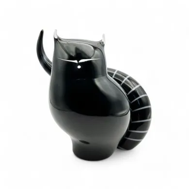 DAIKI – Tiere aus Muranoglas: SCHWARZ Katze mit modernem Design