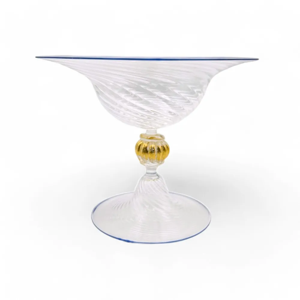 LUCY - Taça de cristal decorativa com haste dourada