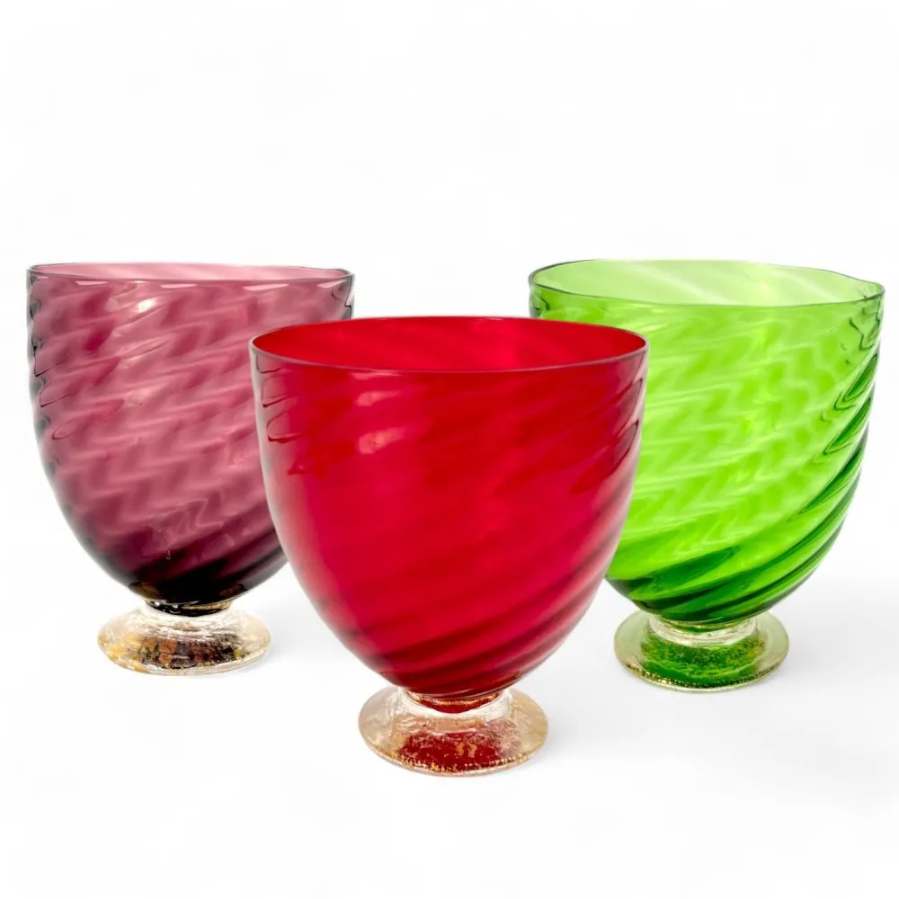 STRAWBERRY | Striped Table Glasses| Murano Glass | Murano Store