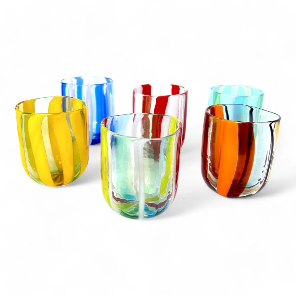 CANNE - Juego de 6 copas de cristal de Murano