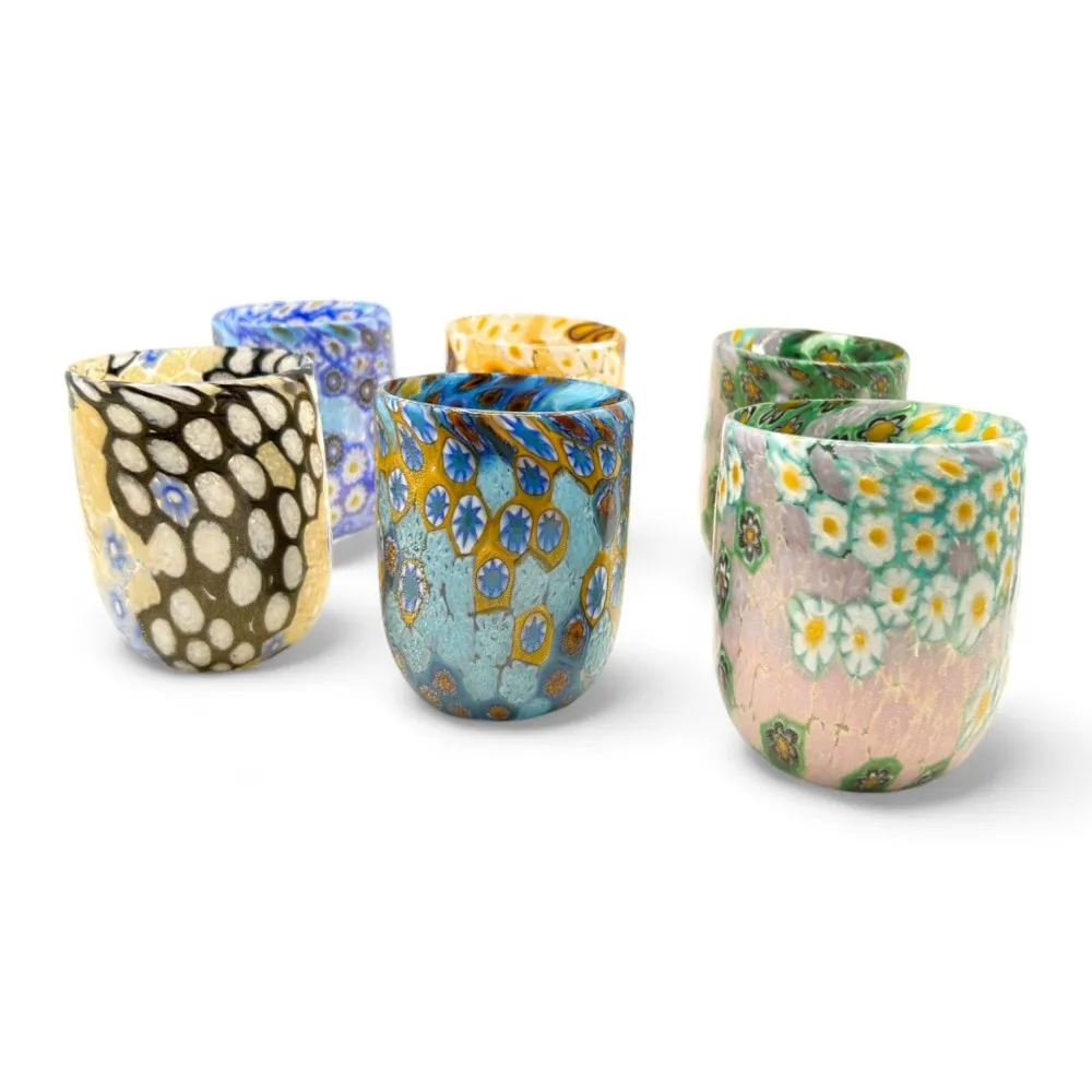 ALTINO - Murrine melange table glasses in Murano Glass