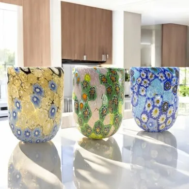ALTINO - Table glasses with Murrine and gold