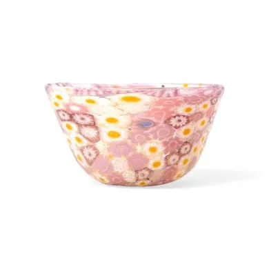 MARGHERITA | Bowl with Pink Murrine and Gold Leaf | Murano-Store