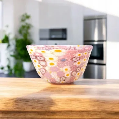 MARGHERITA | Bowl with Pink Murrine and Gold Leaf | Murano-Store