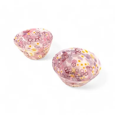 MARGHERITA | Bowl with Pink Murrine and Gold Leaf | Murano-Store
