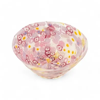 MARGHERITA | Bowl with Pink Murrine and Gold Leaf | Murano-Store