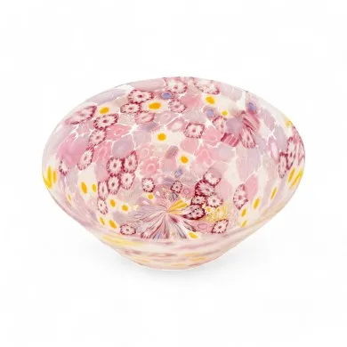 MARGHERITA | Bowl with Pink Murrine and Gold Leaf | Murano-Store