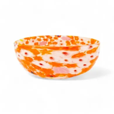 IRIS | Taza de cristal con murrina floral naranja | Murano-Store