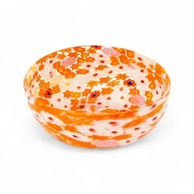 IRIS | Glasbecher mit orangefarbener Blumenmuräne | Murano-Store