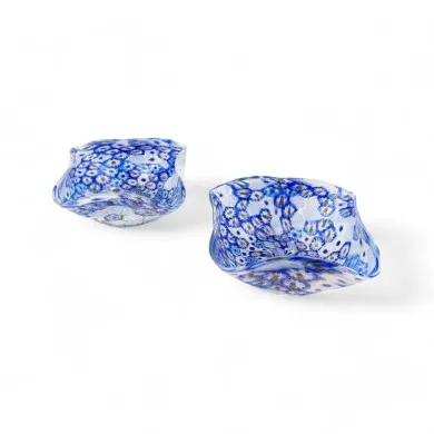 TULIPANO | Taça de lenço com Murrina Azul | Murano-Store