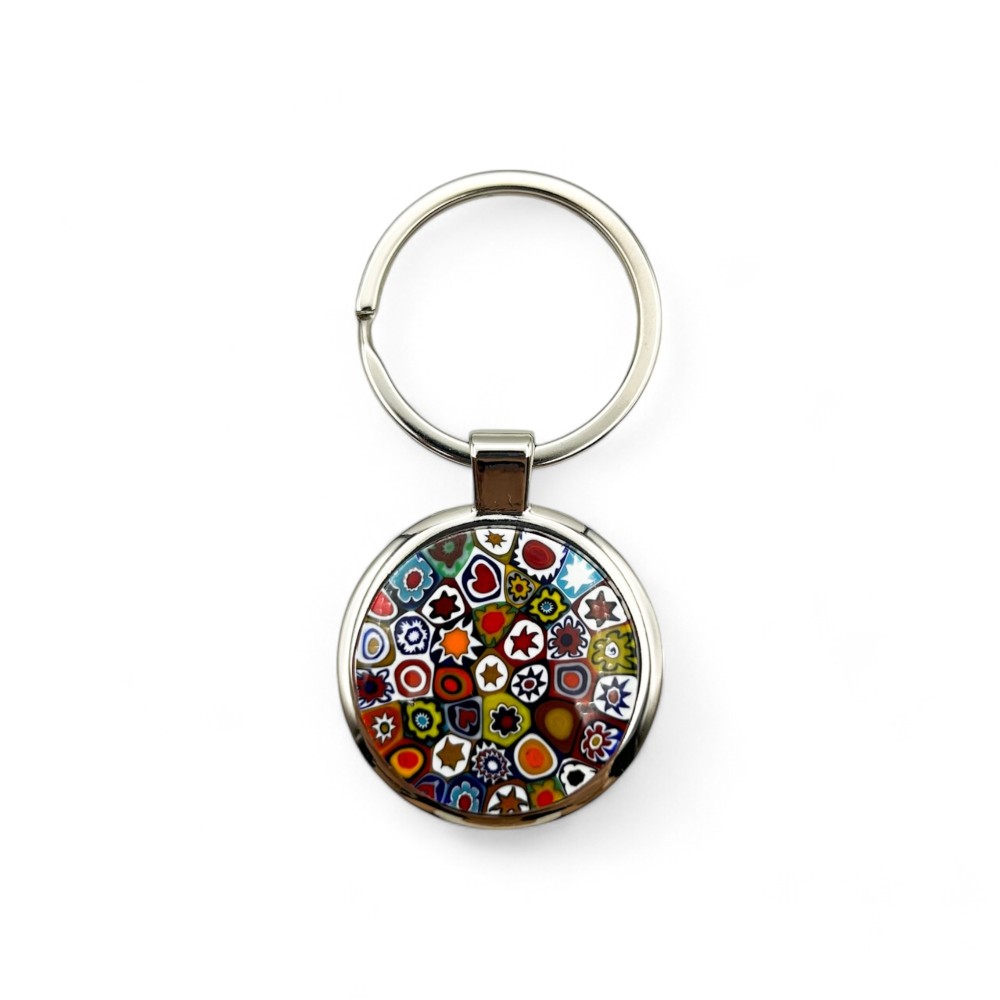 SOLE - Porte-clés en acier avec murrine multicolore