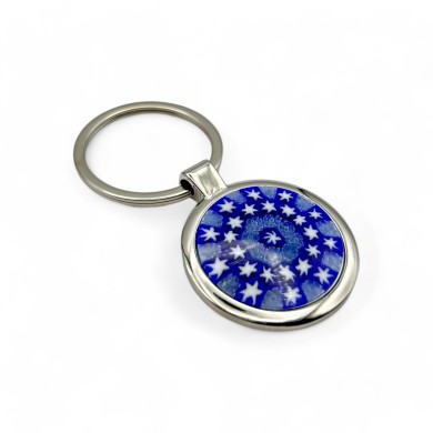 SOLE | Porta-chaves em aço com Murrine azul | Murano Store