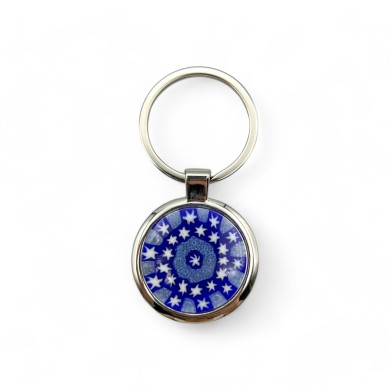 SOLE - Porte-clés en acier avec murrine bleue