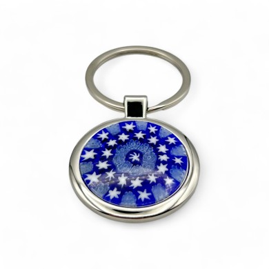 SOLE | Porte-clés en acier avec Murrine bleue | Murano Store