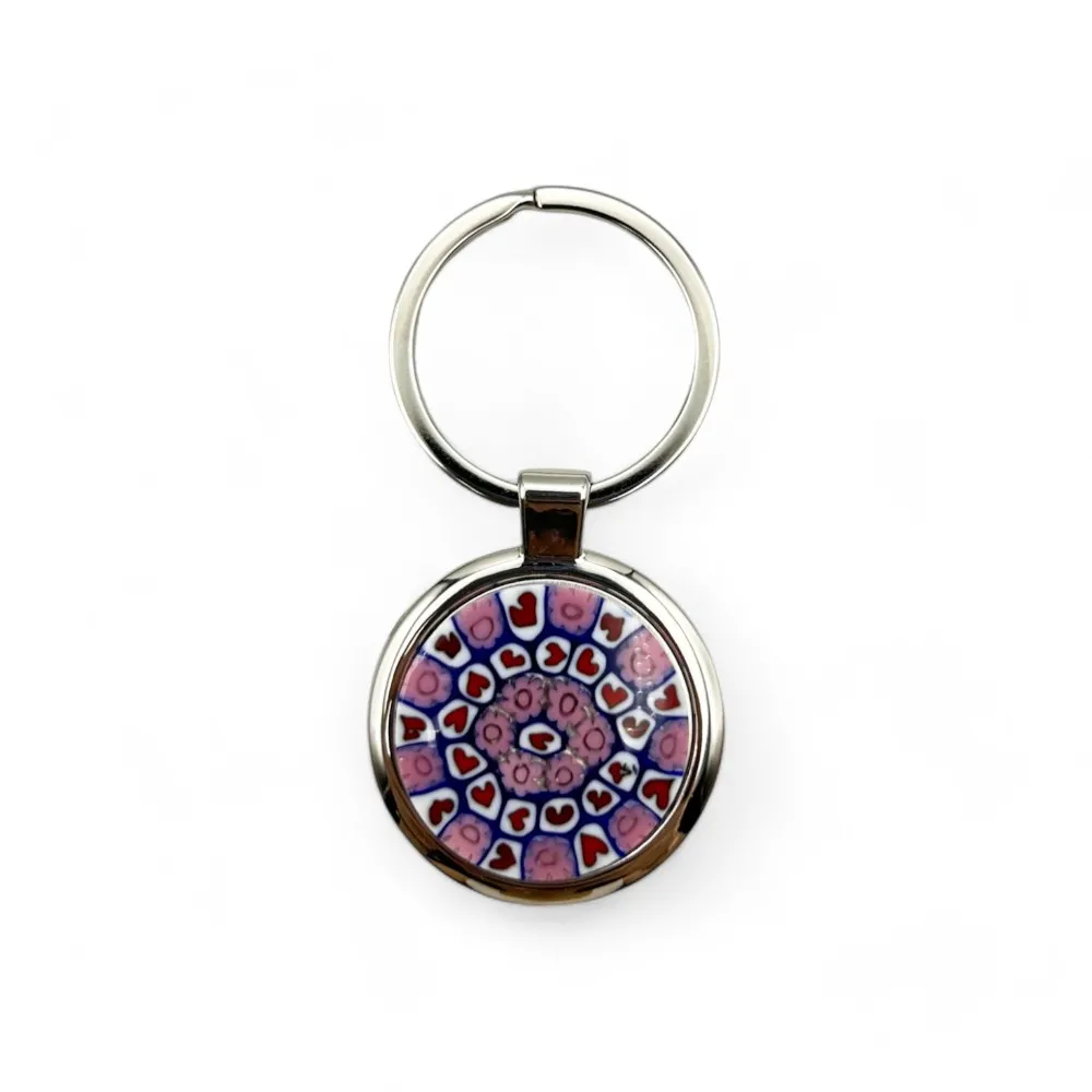 SOLE - Schlüsselanhänger aus Stahl mit rosa Murrine