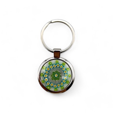 SOLE - Porte-clés en acier avec murrine verte